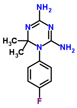 1-(4-氟苯基)-6,6-二甲基-1,3,5-三嗪-2,4-二胺结构式_77113-85-0结构式