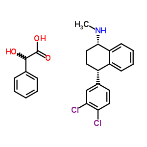 顺式-(1S,4S)-N-甲基-4-(3,4-二氯苯基)-1,2,3,4-四氢-1-萘胺扁桃酸盐结构式_79617-97-3结构式