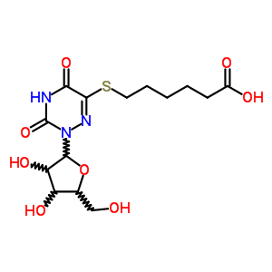 6-[(2,3,4,5-四氢-3,5-二氧代-2-b-D-呋核亚硝脲-1,2,4-噻嗪-6-基)硫代]-己酸结构式_84608-20-8结构式