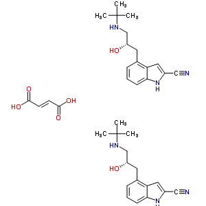 4-{(2S)-2-羟基-3-[(2-甲基-2-丙基)氨基]丙基}-1H-吲哚-2-甲腈(2E)-2-丁烯二酸酯(2:1)结构式_874882-72-1结构式