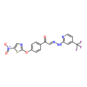 1-[4-[(5-硝基-2-噻唑)氧基]苯基]-乙酮-2-[4-(三氟甲基)-2-吡啶]肼酮结构式_883047-84-5结构式