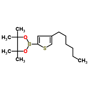 2-(4-己基-2-噻吩基)-4,4,5,5-四甲基-1,3,2-二氧戊硼烷结构式_883742-29-8结构式