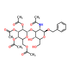 苄基2-乙酰氨基-2-脱氧-3-O-(2,3,4,6-四-O-乙酰基己糖吡喃糖苷)吡喃己糖苷结构式_90754-57-7结构式 苄基2-乙酰氨基-2-脱氧-3-O-(2,3,4,6-四-O-乙酰基己糖吡喃糖苷)吡喃己糖苷结构式_90754-57-7结构式