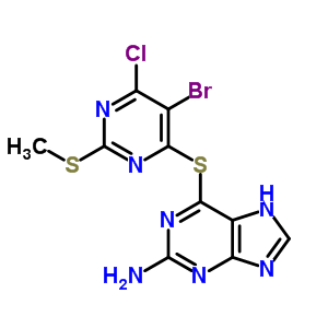6-[[5-溴-6-氯-2-(甲基硫代)-4-嘧啶]硫代]-9H-嘌呤-2-胺结构式_90766-92-0结构式