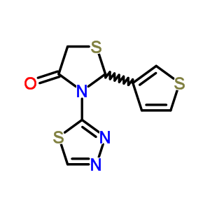 3-(1,3,4-噻二唑-2-基)-2-噻吩-3-基-噻唑啉-4-酮结构式_91260-07-0结构式
