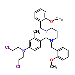 N,N-双(2-氯乙基)-4-[六氢-1,3-双[(2-甲氧基苯基)甲基]-2-嘧啶]-3-甲基-苯胺结构式_916-32-5结构式