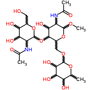 甲基 2-乙酰氨基-2-脱氧己糖吡喃糖苷-(1->4)-[6-脱氧己糖吡喃糖苷-(1->6)]-2-乙酰氨基-2-脱氧吡喃己糖苷结构式_97242-84-7结构式